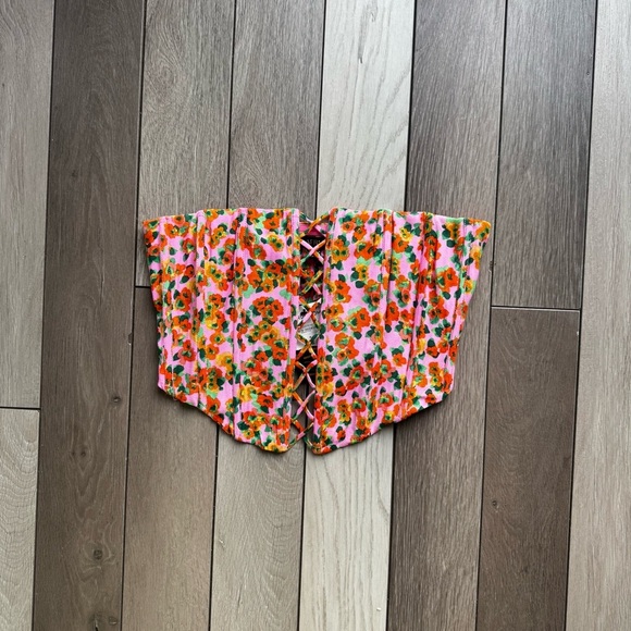 AFRM Tops - AFRM Pink Ditsy Floral France Corset Top Strapless | NWT | Size: Medium